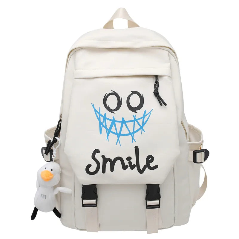 Nylon School Backpack - Large Capacity Student Bookbag with Front Pocket