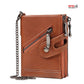 Men's RFID-Blocking Leather Chain Wallet with Double Zipper