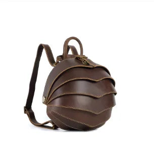 Handmade Vintage Beetle Backpack - Genuine Top-Grain Cowhide Leather Daypack