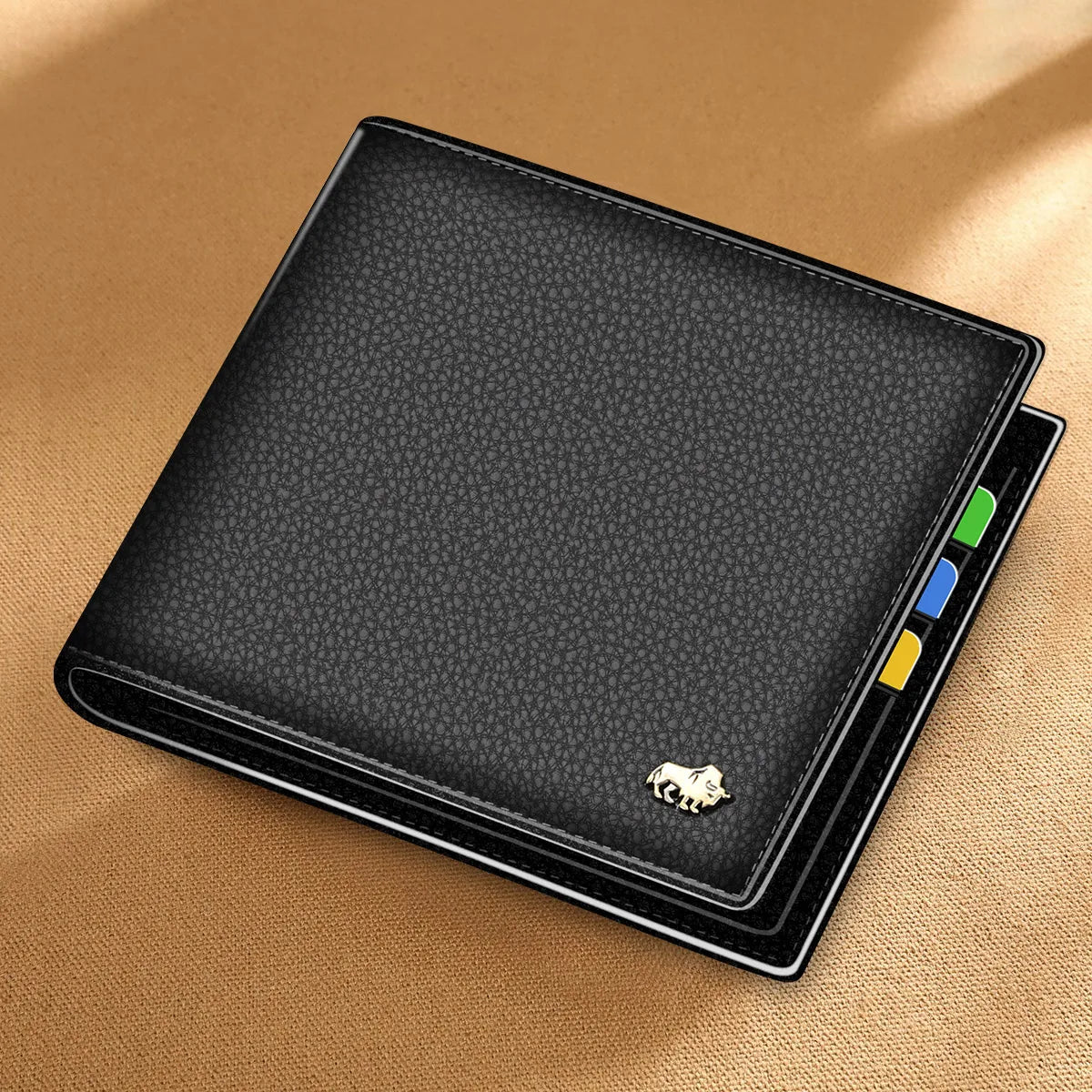 BISON DENIM Genuine Leather Bifold Wallet with RFID Blocking