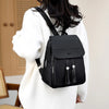 Women's Vintage Mini Backpack - Solid Color Travel Shoulder Bag