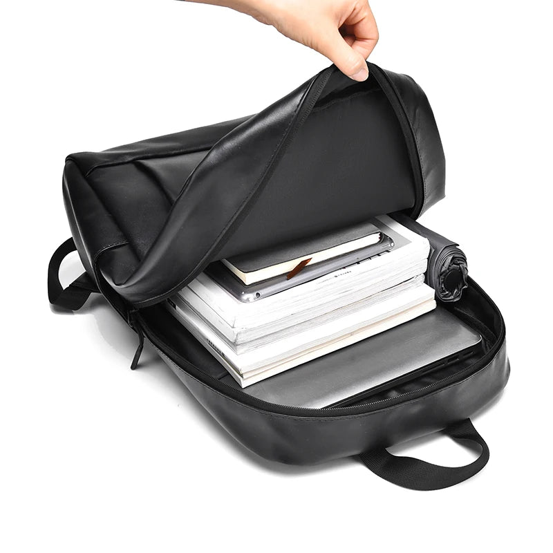 Professional 14-Inch Business Laptop Backpack - Waterproof PU Leather