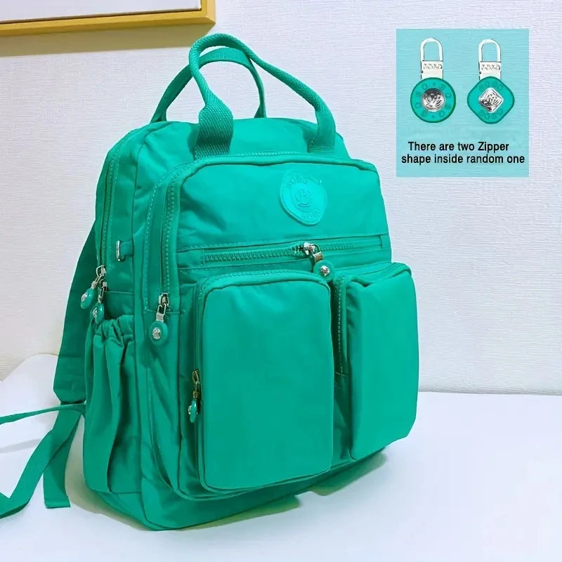 Women's Waterproof Nylon Travel Backpack - Multi-Pocket Laptop Bag