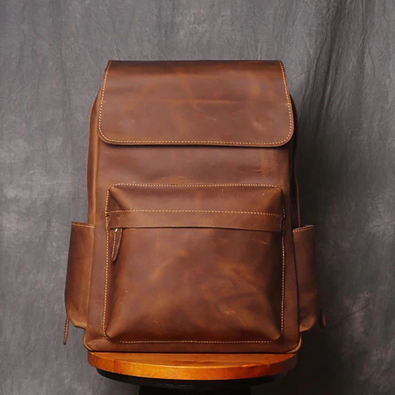 Premium Vintage Leather Laptop Backpack - 15.6 Inch