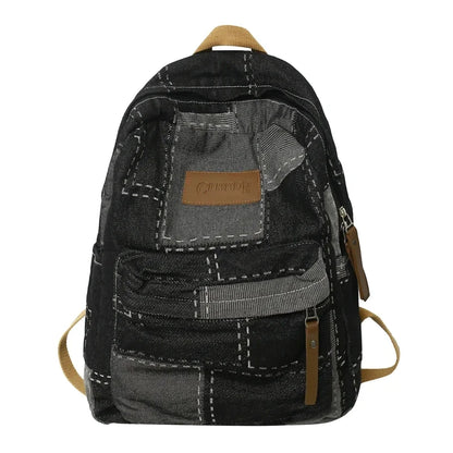 Washed Denim Backpack - Unisex College & Travel Bag with Laptop Compartment