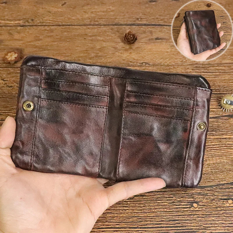 Men's Vintage Genuine Leather Wallet with Coin Pocket