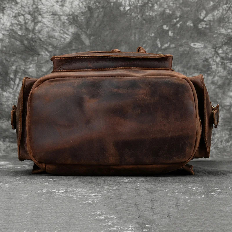 Premium Genuine Leather Backpack for Men - 17 Inch Laptop Travel Daypack