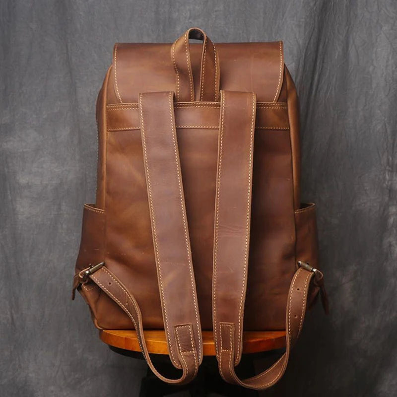 Premium Vintage Leather Laptop Backpack - 15.6 Inch