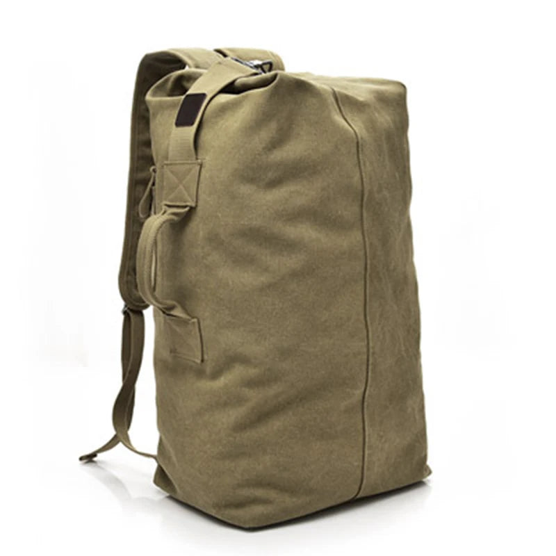 Large Canvas Travel Backpack - Tactical Military Style Rucksack for Men & Women