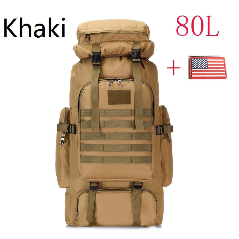 Premium 80L-100L Expandable Hiking Backpack - Tactical Mountaineering Pack for Outdoor Adventures