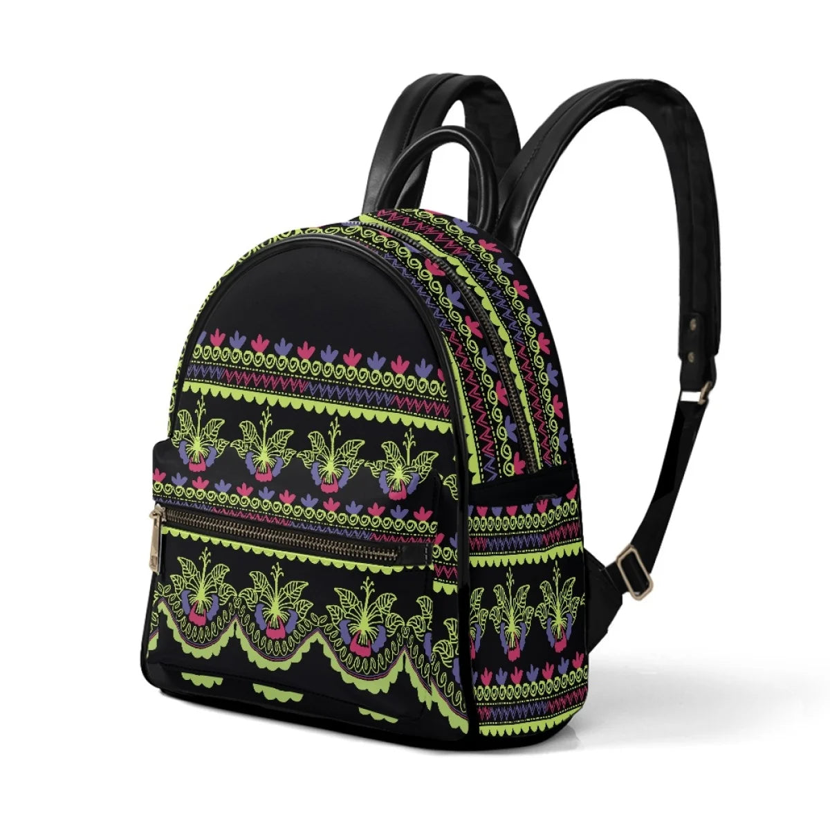 Polynesian Tribal Floral Backpack - Women's PU Leather Backpack