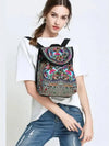 Handmade Embroidered Canvas Backpack for Women - Large Capacity Travel Rucksack