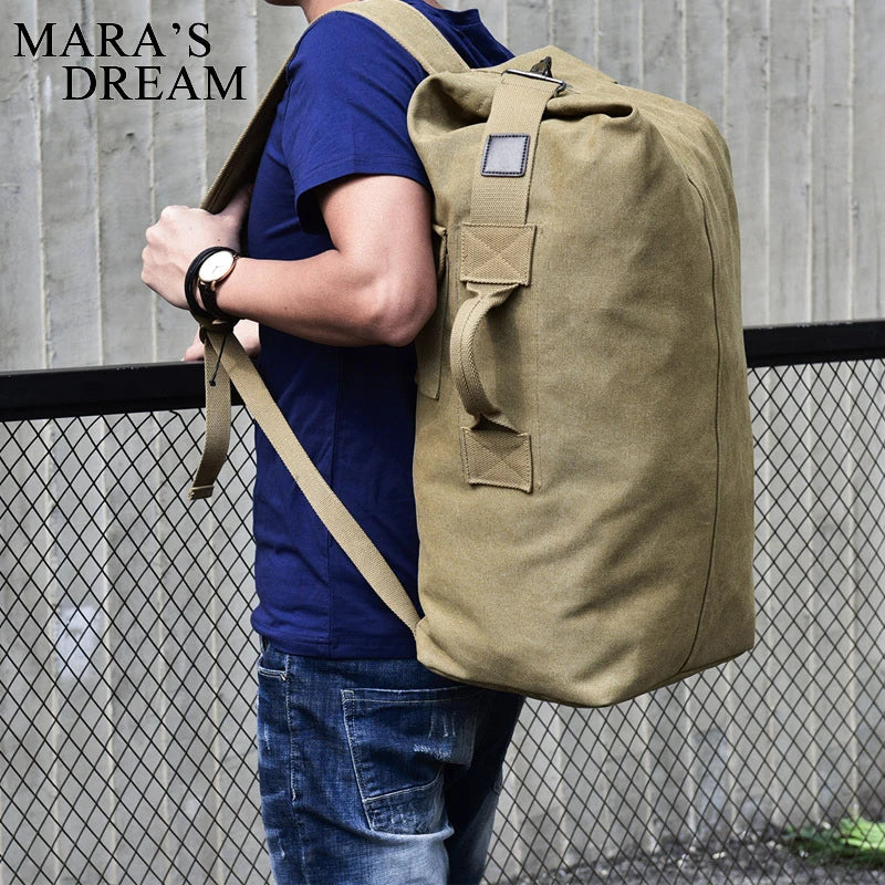 Large Canvas Travel Backpack - Tactical Military Style Rucksack for Men & Women