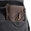 Men's RFID-Blocking Leather Chain Wallet with Double Zipper