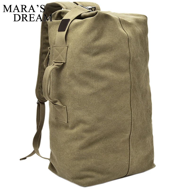 Large Canvas Travel Backpack - Tactical Military Style Rucksack for Men & Women