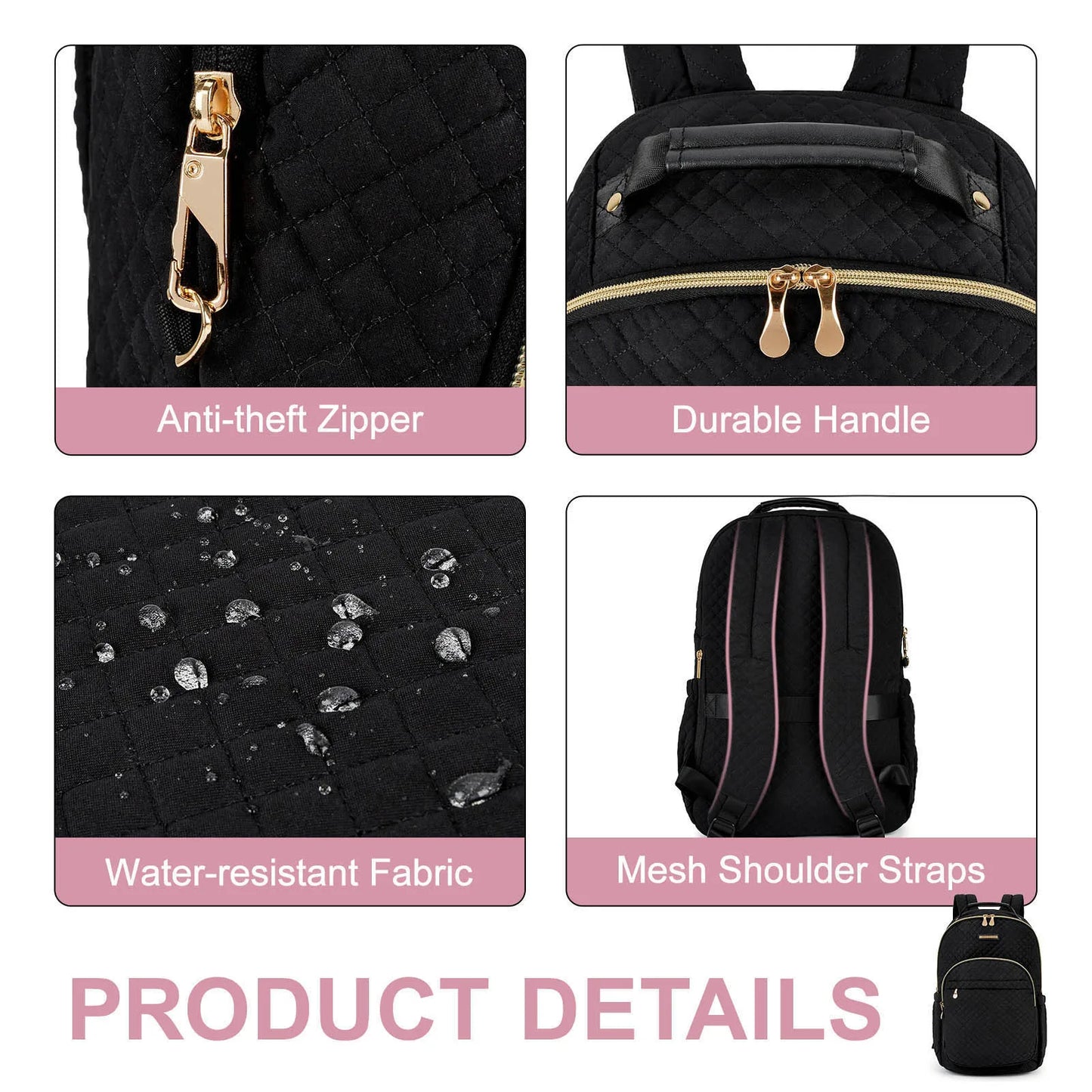 BAGSMART 15.6" Travel Laptop Backpack with USB Charging Port - Waterproof Anti-Theft Design