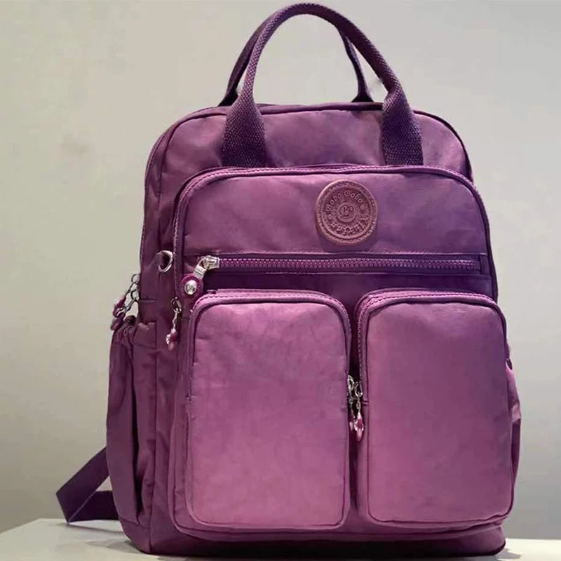 Women's Waterproof Nylon Travel Backpack - Multi-Pocket Laptop Bag