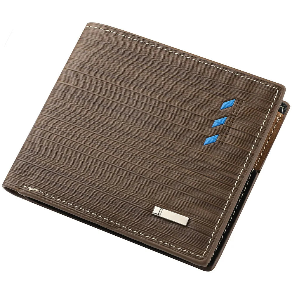 Men's Striped Leather Wallet - Multi-Function Card Holder with Coin Purse