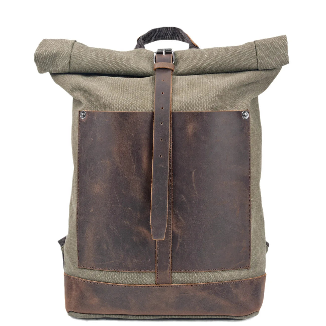 Premium Canvas & Cowhide Travel Backpack - 16 Inch Laptop Bag