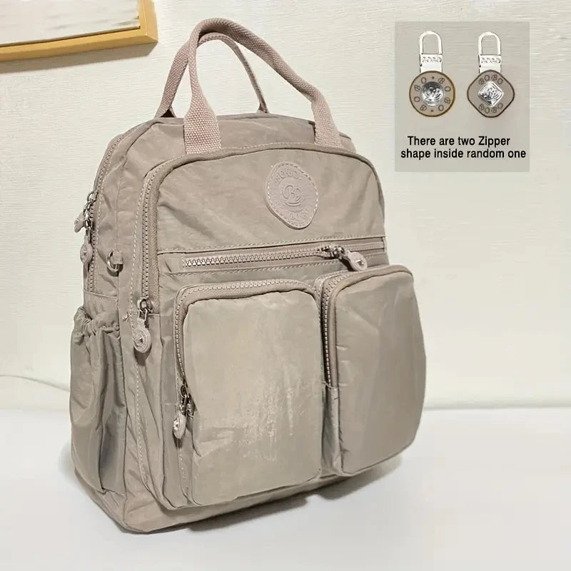 Women's Waterproof Nylon Travel Backpack - Multi-Pocket Laptop Bag