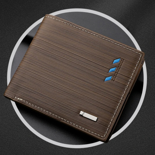Men's Striped Leather Wallet - Multi-Function Card Holder with Coin Purse