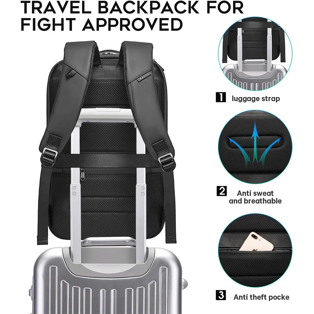 BANGE Business Smart Backpack with USB Charging - 15.6" Laptop Compatible