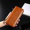 Men's RFID Blocking Long Leather Wallet with Zipper