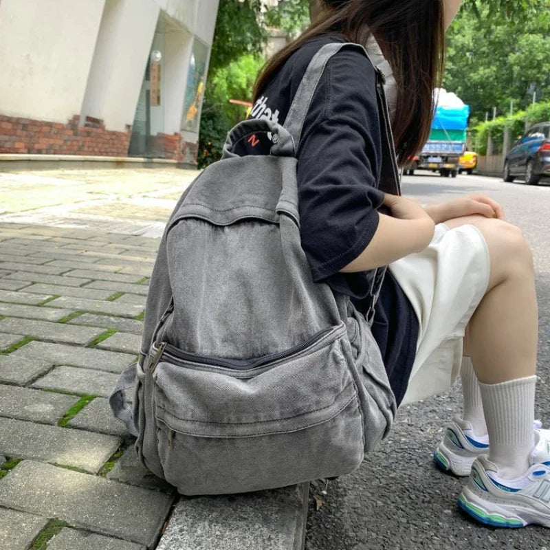 Denim Backpack - Unisex Travel & School Bag