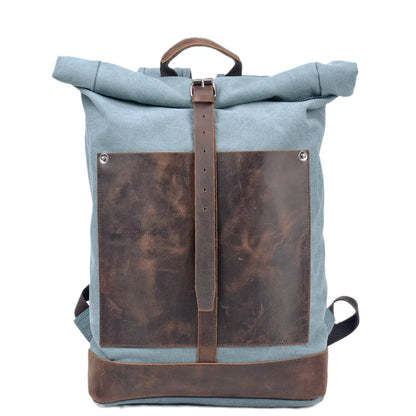 Premium Canvas & Cowhide Travel Backpack - 16 Inch Laptop Bag