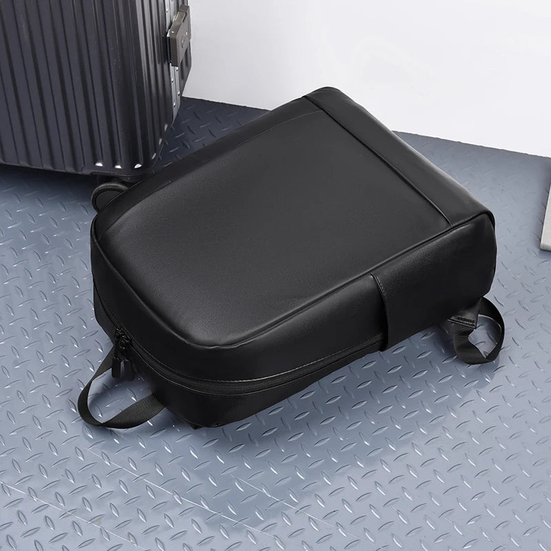 Professional 14-Inch Business Laptop Backpack - Waterproof PU Leather