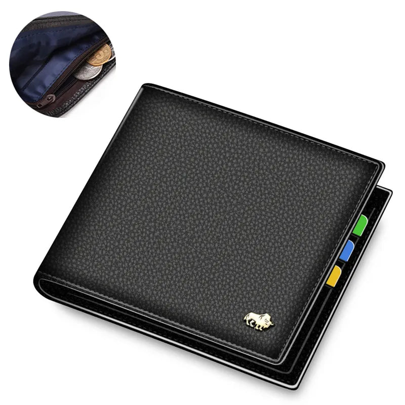 BISON DENIM Genuine Leather Bifold Wallet with RFID Blocking