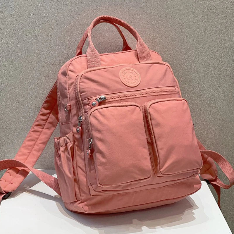 Women's Waterproof Nylon Travel Backpack - Multi-Pocket Laptop Bag