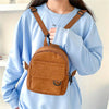 Women's Embroidered Mini Corduroy Backpack - Compact Travel Bag