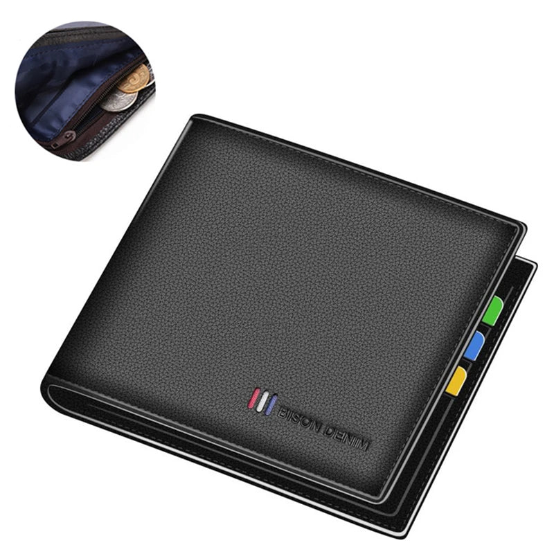 BISON DENIM Genuine Leather Bifold Wallet with RFID Blocking