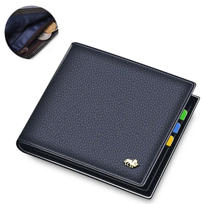 BISON DENIM Genuine Leather Bifold Wallet with RFID Blocking