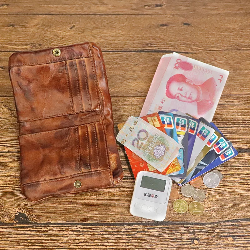Men's Vintage Genuine Leather Wallet with Coin Pocket
