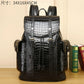 Premium Crocodile Pattern Leather Travel Backpack - 20-35L Capacity