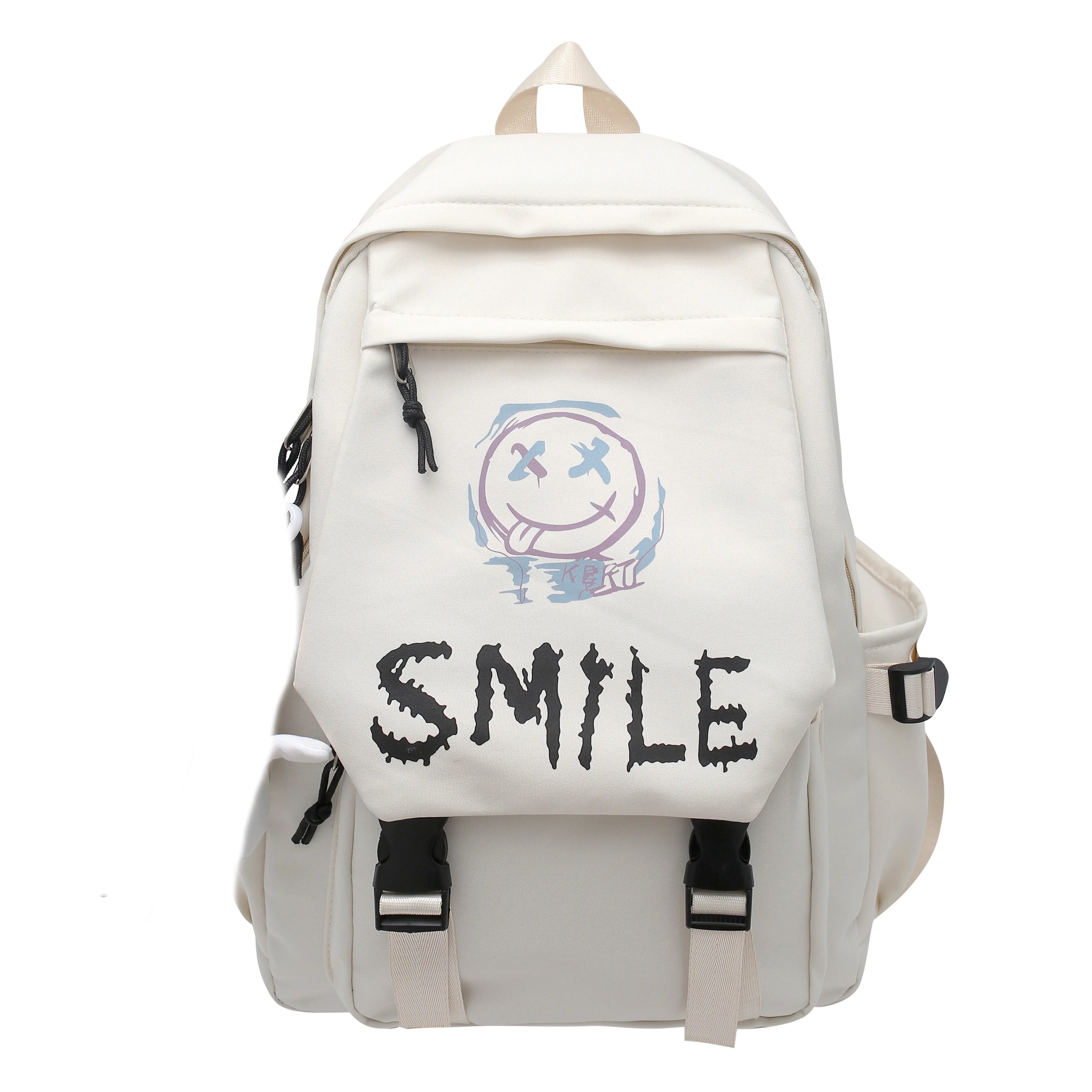 Nylon School Backpack - Large Capacity Student Bookbag with Front Pocket