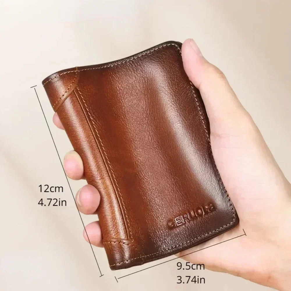 Men's Genuine Leather RFID Blocking Trifold Wallet
