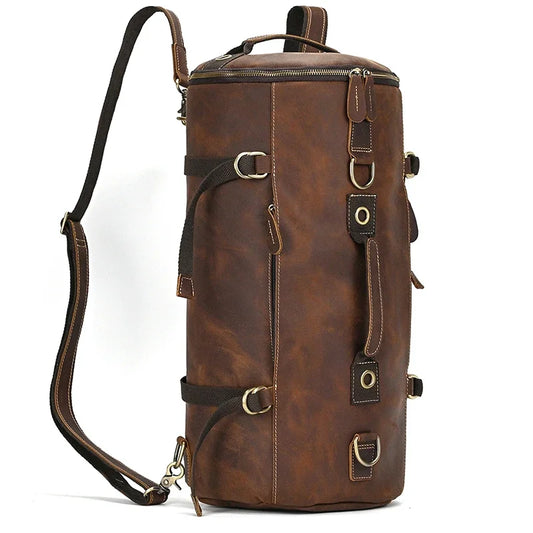 Genuine Leather Travel Backpack - Vintage Style Daypack for Men