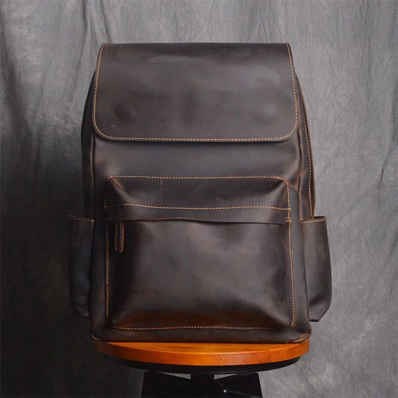 Premium Vintage Leather Laptop Backpack - 15.6 Inch