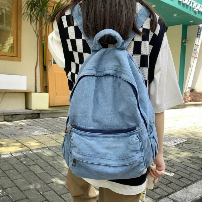 Denim Backpack - Unisex Travel & School Bag