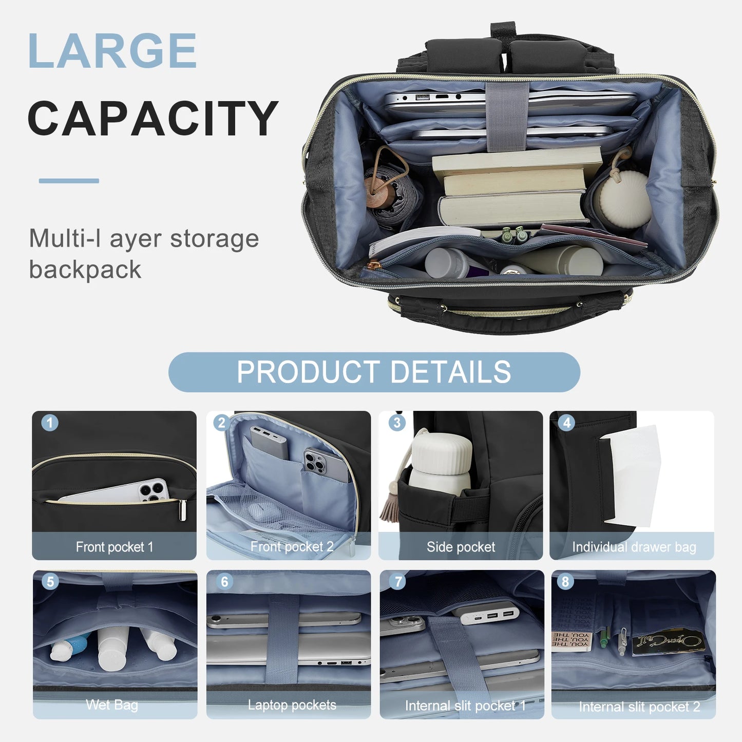 Women's Water-Resistant Laptop Backpack with USB Charging Port