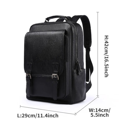 Premium Leather Laptop Backpack - Waterproof Business Travel Bag