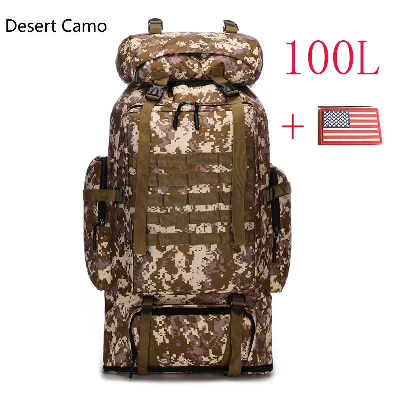 Premium 80L-100L Expandable Hiking Backpack - Tactical Mountaineering Pack for Outdoor Adventures