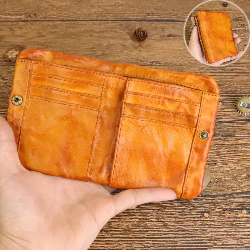 Men's Vintage Genuine Leather Wallet with Coin Pocket