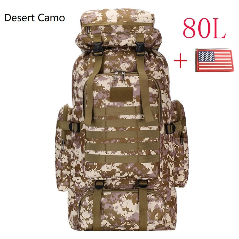 Premium 80L-100L Expandable Hiking Backpack - Tactical Mountaineering Pack for Outdoor Adventures