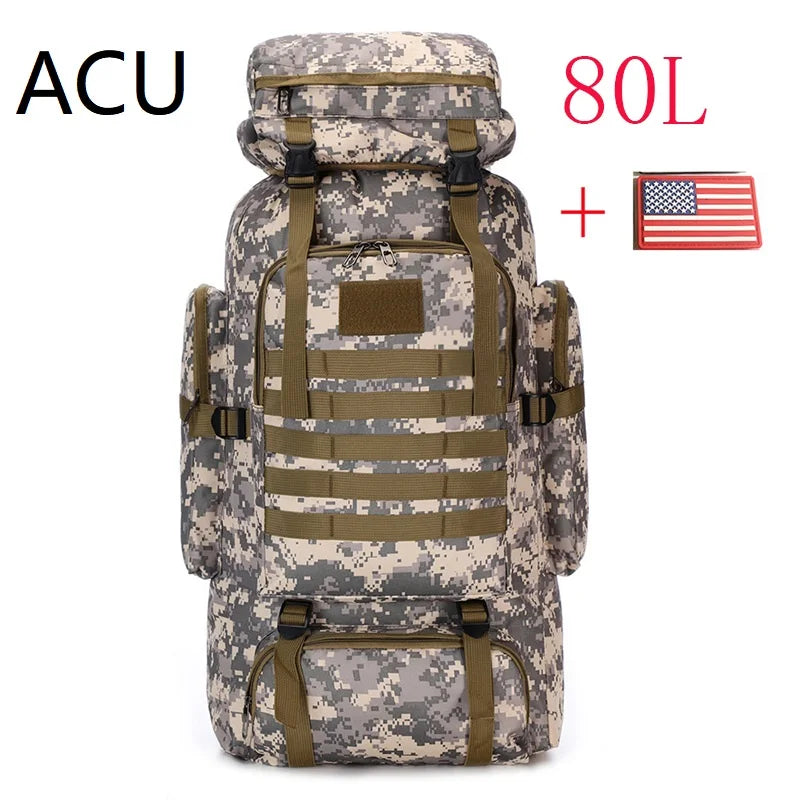 Premium 80L-100L Expandable Hiking Backpack - Tactical Mountaineering Pack for Outdoor Adventures