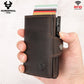 HUMERPAUL RFID Smart Pop-Up Card Wallet - Genuine Leather Slim Card Holder with Coin Purse