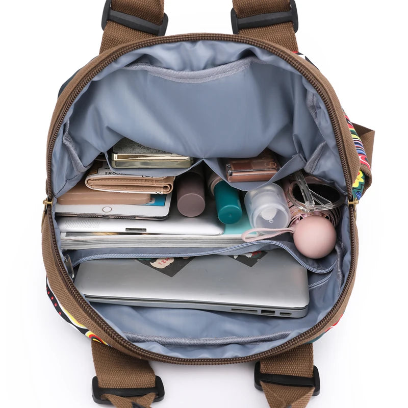 Women's Canvas Designer Backpack - Large Travel & School Rucksack